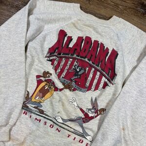 Vintage Collegiate Pacific Sweatshirt Mens L Alabama Crimson Tide Taz Bugs Bunny